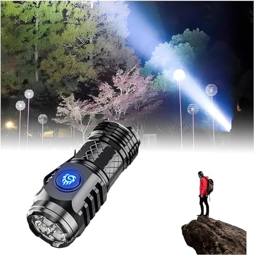 HOIDOKLY Mini-Taschenlampe mit dreiäugigem Monster, Three-Eyed Monster Mini Flash Super Power Flashlight, Mini LED Taschenlampe LED Aufladbar, Wasserdicht Taktische Handlampe mit 6 Lichtmodi (Black) von HOIDOKLY