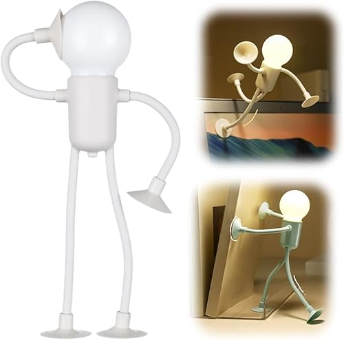 HOIDOKLY Veränderbare Form Lustiges Sportler Nachtlicht, DIY Form Nachtlichter, Saugnapf Biegbare Schreibtischlampe, Kreative Nachtlampe für Schlafzimmer Badezimmer Flur Küche Weihnachten (Weiß) von HOIDOKLY
