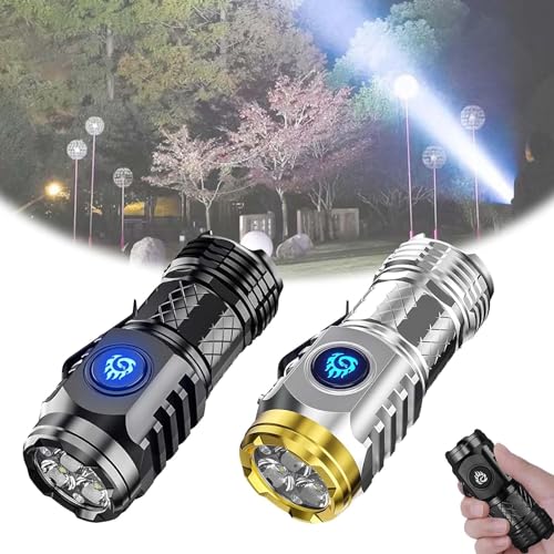 Mini-Taschenlampe mit dreiäugigem Monster, Three-Eyed Monster Mini Flash Super Power Flashlight, Mini LED Taschenlampe LED Aufladbar, Wasserdicht Taktische Handlampe mit 6 Lichtmodi (Black+Silver) von HOIDOKLY
