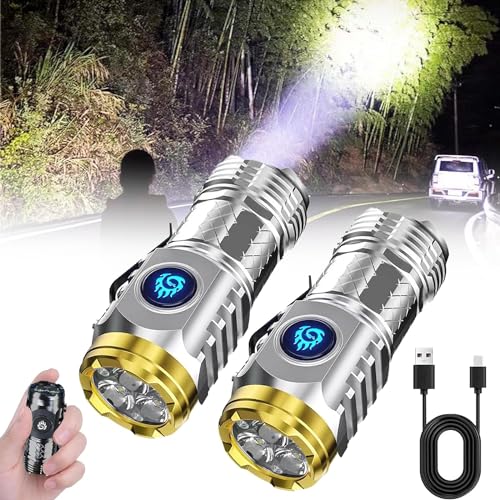 Mini-Taschenlampe mit dreiäugigem Monster, Three-Eyed Monster Mini Flash Super Power Flashlight, Mini LED Taschenlampe LED Aufladbar, Wasserdicht Taktische Handlampe mit 6 Lichtmodi (Silver+Silver) von HOIDOKLY