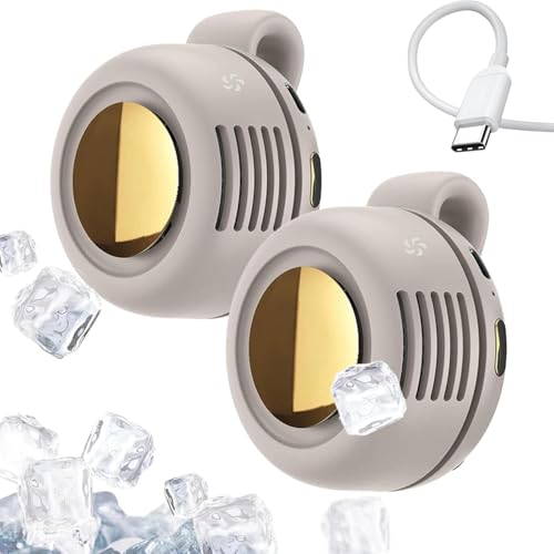 Mini Ventilator, 2025 Neu Tragbarer Clip Ventilator Klein, USB Wiederaufladbarer Ventilator Leise ohne Rotorblätter, Taschenventilator zum Taille Hals, Ideal für Outdoor, Reisen, Büro (Weiß-2PCS) von HOIDOKLY