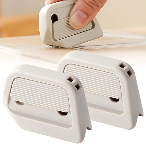 Minimagnet Keramikboxschneider mit Einziehbarer Sicherheitsklinge, 2025 Neues Tragbares Kartonöffnerwerkzeug mit Rechtwinkliger Nut für Zuhause, Büro und Bastelarbeiten (Khaki-2PCS) von HOIDOKLY