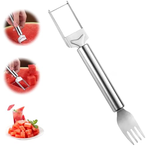 Stainless Obstschneider aus Edelstahl, 2-in-1-Wassermelonen Schneider, Melonenausstecher Tragbarer Melonenschneider Gabelschneider Multifunktionaler Wassermelonenschneider Melonenschneider (1Stück) von HOIDOKLY