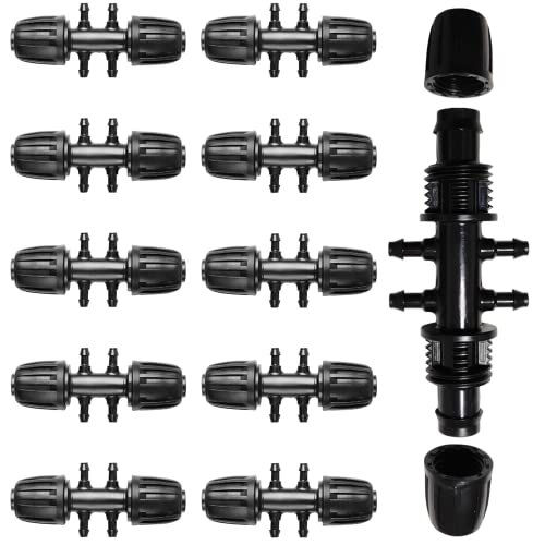 HOINCO 10Pcs Gartenschlauch Wasserrohr Verbinder Barbed Tee 1/2 Zoll bis 1/4 Zoll Barbed Doppel Way Bewässerung Connector (passend für 13 mm ID / 4 mm ID) Gartenbewässerung Wasser Divider (Schwarz) von HOINCO