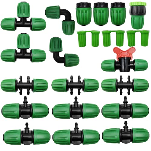 HOINCO 21 Pcs Gartenschlauch Wasserrohr Verbinder Barbed Tee 1/2 Zoll bis 1/4 Zoll Barbed Doppel Way Bewässerung Connector Gartenbewässerung Wasser Divider von HOINCO
