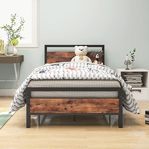 HOJINLINERO Bettrahmen Holz Metallbett 90x200 Bettgestell aus Metall mit Lattenrost,Metall Bed Vintage Braun +Schwarz HOJINLINERO Bettrahmen Holz Metallbett 90x200 Bettgestell aus Metall mit Lattenrost,Metall Bed Vintage Braun +Schwarz von HOJINLINERO