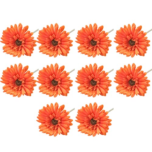 HOJIOESRD 10 Stücke Home Hotel Künstliche Gerbera Einzelstiel Blumenstrauß Lebensechte Simulation Blumen Hof Terrasse Dekoration, Orange von HOJIOESRD