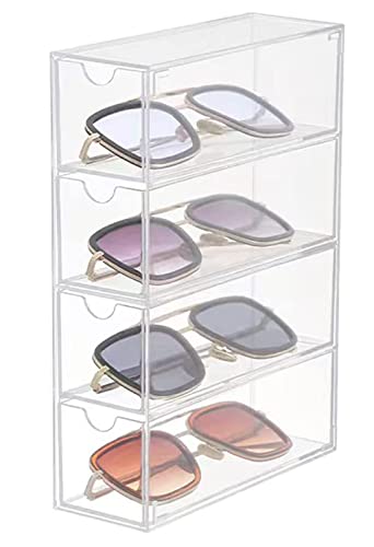 HOJKMA Aufbewahrungsbox für Brillen, Acryl Klarheit Sonnenbrillen Brillenorganizer Verdickter Brillenbox Schmuckkasten Brillenständer mit 4 Schubladen für Uhren Ketten, Brillen, Kosmetika, Lesebrillen von HOJKMA