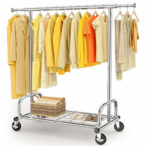 HOKEEPER Kleiderständer, rollender Kleiderständer zum Aufhängen von Kleidung, strapazierfähig, zusammenklappbar, kommerziell von HOKEEPER