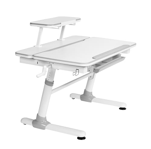 HOKO Ergo-Study-Table COMPAKT Set, JoJo & LUBU. Höhenverstellbar Kinderschreibtisch mit Neigung Einstellbarer Tischplatte und Butler mit Buch-Halterung von HOKO