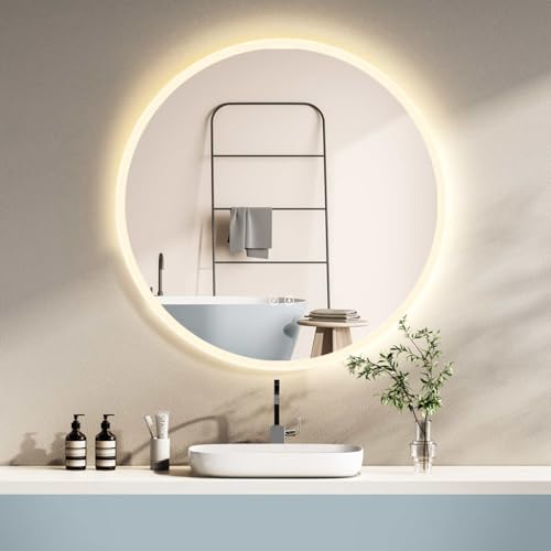 HOKO Runder LED Badspiegel 80cm Freiburg, mit ANTIBESCHLAG SPIEGELHEIZUNG, LED Badspiegel rund mit Licht und mit Touch Schalter + LED Wechsel - Warmweiß - Kaltweiß - Neutral von HOKO