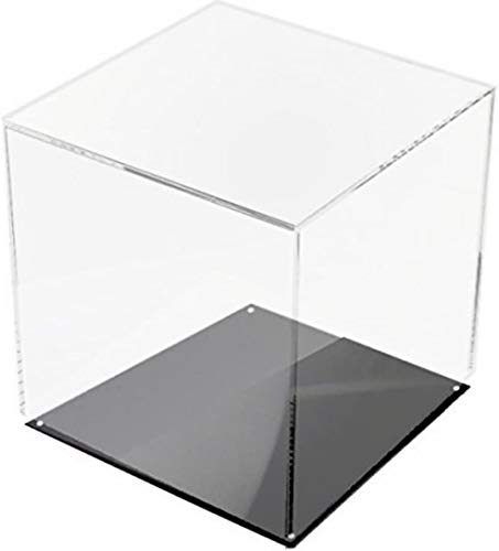 HOKU Holzhäuser Kunststofftechnik Acryl-box mit Deckel/Boden in schwarz .20 x 20 x 20 cm Würfel, Acryl-Behälter mit 5 transparenten Seiten Glasklar von HOKU Holzhäuser Kunststofftechnik