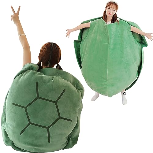 Turtle Power Shell, Riesiges Schildkrötenkissen, tragbare Tierschildkrötenpanzerkissen für Damen und Herren (60cm) von HOKUTO
