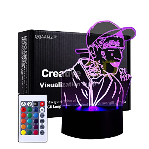 QQAAMZ Rapper Lil Peep 3d-led-anime-nachtlicht, Heimdekoration, Bunte Promi-geburtstagsfeier, Usb-schreibtischlampe,geschenke Für Fans von QQAAMZ