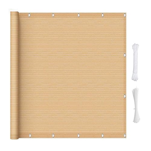 Balkon Sichtschutz 105 x 220 cm Windschutz Staubschutz Schattierwert Balcony Privacy Screen Sichtschutz mit Kabelbinder Ohne Bohren für Gartenanlagen, Camping, Sandgelb Balkon Sichtschutz 105 x 220 cm Windschutz Staubschutz Schattierwert Balcony Privacy Screen Sichtschutz mit Kabelbinder Ohne Bohren für Gartenanlagen, Camping, Sandgelb von HOKXUAN
