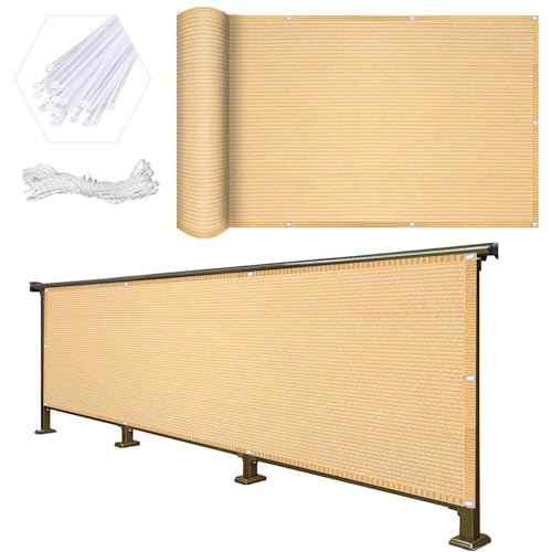 Balkon Sichtschutz 40 x 400 cm Wind- Und Uv-Schutz Balkonbespannung Balkonverkleidung mit Ösen, Kabelbinder Sichtschutz für Balkon, Sandgelb Balkon Sichtschutz 40 x 400 cm Wind- Und Uv-Schutz Balkonbespannung Balkonverkleidung mit Ösen, Kabelbinder Sichtschutz für Balkon, Sandgelb von HOKXUAN