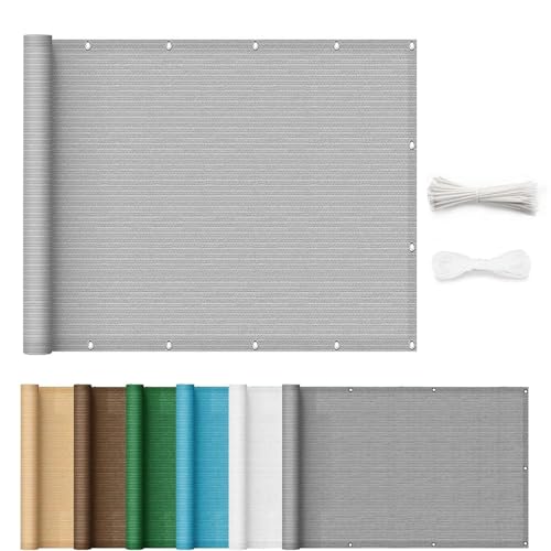 Balkon Sichtschutz 65 x 220 cm Uv-Schutz Windschutz Sonnenschutz Sichtschutz Balkongeländer mit Kabelbinder Ohne Bohren für Garten Balkon Terrasse, Grau Balkon Sichtschutz 65 x 220 cm Uv-Schutz Windschutz Sonnenschutz Sichtschutz Balkongeländer mit Kabelbinder Ohne Bohren für Garten Balkon Terrasse, Grau von HOKXUAN