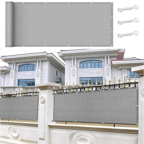 Balkon Sichtschutz Ohne Bohren 85 x 150 cm Wind- Und Uv-Schutz Balkonblende Sichtschutzmatte mit Kabelbinder Ohne Bohren für Balkon Garten, Grau Balkon Sichtschutz Ohne Bohren 85 x 150 cm Wind- Und Uv-Schutz Balkonblende Sichtschutzmatte mit Kabelbinder Ohne Bohren für Balkon Garten, Grau von HOKXUAN