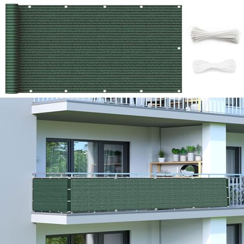Balkonverkleidung Sichtschutz 80 x 360 cm Windschutz Staubschutz Schattierwert Balkonsichtschutz für Balkon Garten mit Ösen, Kabelbinder Sichtschutz für Balkon, Dunkelgrün Balkonverkleidung Sichtschutz 80 x 360 cm Windschutz Staubschutz Schattierwert Balkonsichtschutz für Balkon Garten mit Ösen, Kabelbinder Sichtschutz für Balkon, Dunkelgrün von HOKXUAN