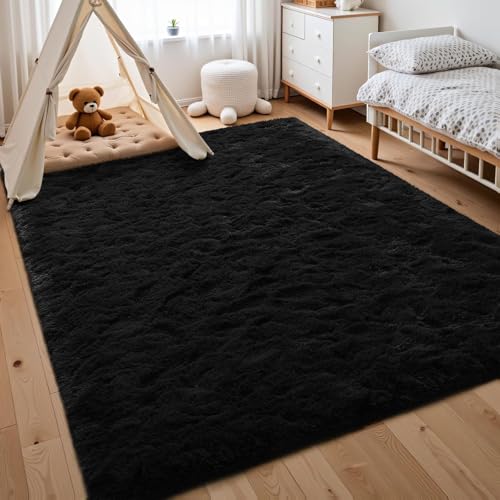HOKXUAN Teppich Wohnzimmer 200 x 260 cm Extra Weich, Pflegeleicht Shaggy Hochflor Teppich Flauschig-Weiche Teppiche Modernes Einfarbiges Design Fürs Wohnzimmer, Schlafzimmer, Schwarz HOKXUAN Teppich Wohnzimmer 200 x 260 cm Extra Weich, Pflegeleicht Shaggy Hochflor Teppich Flauschig-Weiche Teppiche Modernes Einfarbiges Design Fürs Wohnzimmer, Schlafzimmer, Schwarz von HOKXUAN