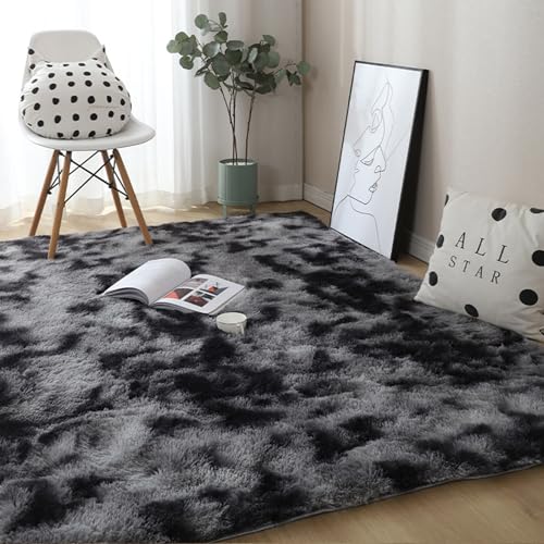 HOKXUAN Teppich Wohnzimmer Waschbar 130 x 280 cm Extra Weich, Pflegeleicht Gemütlicher & Weicher Wohnteppich Modernes Einfarbiges Design für Küche, Schlafzimmer, Dunkelgrau von HOKXUAN
