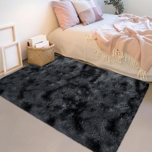HOKXUAN Waschbarer Teppich Wohnzimmer 160 x 280 cm Anti-Rutsch Unterseite, Soft Flauschiger Teppich Zottelige Weiche Teppiche Modernes Einfarbiges Design für Schlafzimmer Kinderzimmer, Schwarz HOKXUAN Waschbarer Teppich Wohnzimmer 160 x 280 cm Anti-Rutsch Unterseite, Soft Flauschiger Teppich Zottelige Weiche Teppiche Modernes Einfarbiges Design für Schlafzimmer Kinderzimmer, Schwarz von HOKXUAN