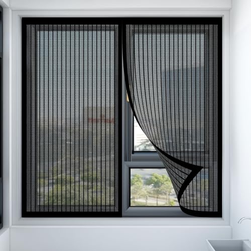 Insektenschutz Fliegengitter Fenster 60 x 110 cm mit Starken Magnete Waschbares Klettband Fliegengitter Fenster mit Klettband für Terrassentüren Räume, Schwarz Insektenschutz Fliegengitter Fenster 60 x 110 cm mit Starken Magnete Waschbares Klettband Fliegengitter Fenster mit Klettband für Terrassentüren Räume, Schwarz von HOKXUAN