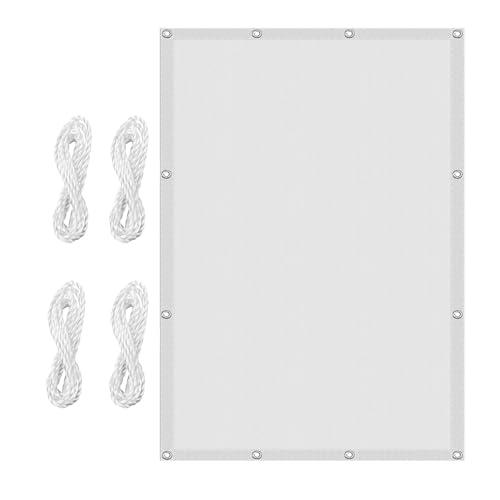 Markisenstoff Rechteckig 80 x 90 cm Windschutz Reißfest Wetterfest Pergola Segeltuch Sonnensegel Balkon mit Ösen, Ohne Bohren für Balkon Garten, Weiß von HOKXUAN