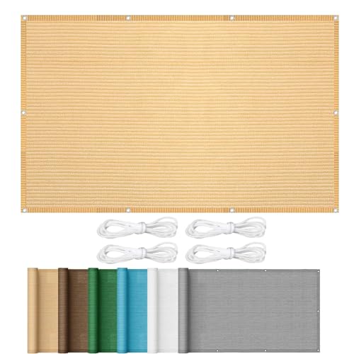 Sonnensegel Quadratisch 1.4 x 1.5 m Windschutz Sonnensegel Leinwand mit Ösen UV Schutz Wetterbeständig Ohne Bohren für Balkon Garten, Sandgelb Sonnensegel Quadratisch 1.4 x 1.5 m Windschutz Sonnensegel Leinwand mit Ösen UV Schutz Wetterbeständig Ohne Bohren für Balkon Garten, Sandgelb von HOKXUAN