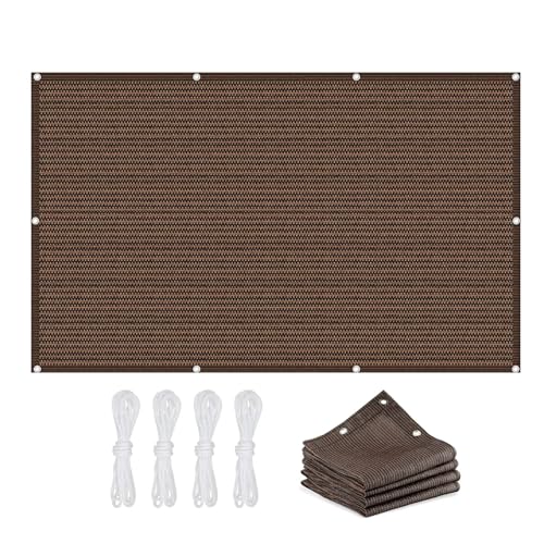Sonnensegel Rechteckig mit Ösen 2 x 3 m Windschutz Zeltplane mit Ösen HDPE Atmungsaktiv Wasserdurchlässig UV Schutz Ohne Bohren für Balkon Garten, Braun von HOKXUAN