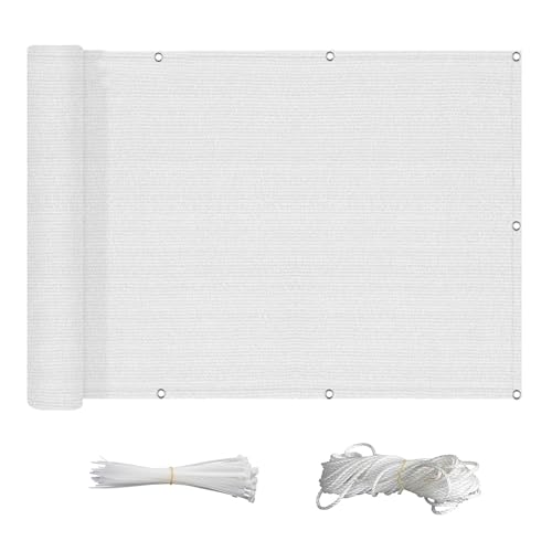 Sonnensegel Sonnenschutz 2.7 x 5 m Rechteckig Segeltuch Meterware mit Ösen HDPE Atmungsaktiv Wasserdurchlässig UV Schutz Ohne Bohren für Balkon Garten, Weiß Sonnensegel Sonnenschutz 2.7 x 5 m Rechteckig Segeltuch Meterware mit Ösen HDPE Atmungsaktiv Wasserdurchlässig UV Schutz Ohne Bohren für Balkon Garten, Weiß von HOKXUAN