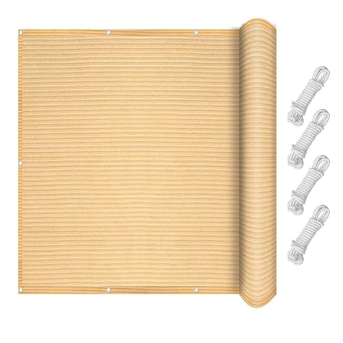 Sonnensegel mit Ösen 1.3 x 2.4 m Sonnenschutz Gartenüberdachung Segel Baldachin Wetterbeständig Atmungsaktiv HDPE Gewebe Ohne Bohren für Balkon Terrasse, Sandgelb Sonnensegel mit Ösen 1.3 x 2.4 m Sonnenschutz Gartenüberdachung Segel Baldachin Wetterbeständig Atmungsaktiv HDPE Gewebe Ohne Bohren für Balkon Terrasse, Sandgelb von HOKXUAN
