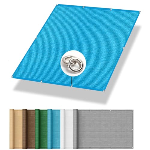 Sonnensegel mit Ösen 2.5 x 5 m Rechteckig Segeltuch Meterware mit Ösen Wetterbeständig Atmungsaktiv HDPE Gewebe Ohne Bohren für Balkon Garten, Blau von HOKXUAN