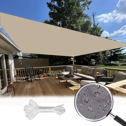 Sonnensegel mit Ösen 2.5 x 6.5 m PES Polyester mit UV Schutz Outdoor-Sonnenschutznetz mit Ösen, Ohne Bohren für Balkon Terrasse Garten, Taupe von HOKXUAN