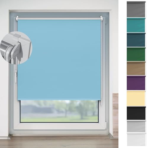 Thermorollo Ohne Bohren Klemmfix 95 x 150 cm Blickdicht Und Sonnenschutz, Seitenzugrollo Klemmrollo Fenster Verdunkelung Flexibler Seitenzug Easyfix Rollo für Fenster & Tür, Himmelblau Thermorollo Ohne Bohren Klemmfix 95 x 150 cm Blickdicht Und Sonnenschutz, Seitenzugrollo Klemmrollo Fenster Verdunkelung Flexibler Seitenzug Easyfix Rollo für Fenster & Tür, Himmelblau von HOKXUAN