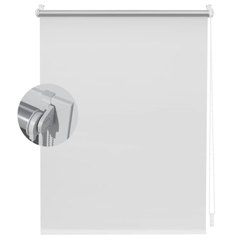 Verdunkelungsrollo Klemmfix Ohne Bohren 40 x 70 cm Hitzeschutz Und Sichtschutz, Fenster Rollo Verdunkelung Inkl. Klemmträger Blickdicht Rollo für Fenster & Tür, Weiß von HOKXUAN