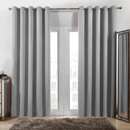 Verdunklungsvorhänge 100 x 110 cm Thermo Vorhang Kälteschutz Blackout Schlafzimmer Thermovorhang Blickdicht Vorhänge 2Er Set für Schlafzimmer Wohnzimmer, Hellgrau Verdunklungsvorhänge 100 x 110 cm Thermo Vorhang Kälteschutz Blackout Schlafzimmer Thermovorhang Blickdicht Vorhänge 2Er Set für Schlafzimmer Wohnzimmer, Hellgrau von HOKXUAN