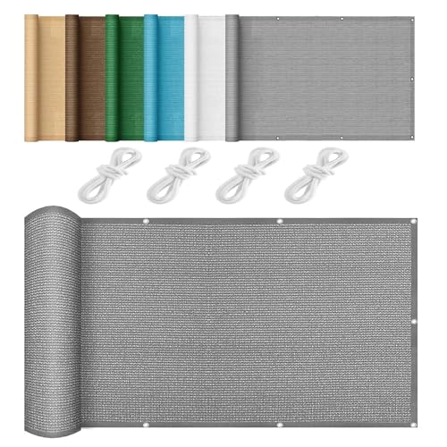 Windschutznetz mit Ösen 100 x 210 cm HDPE Wetterbeständig Atmungsaktiv Terrassenbeschattung Schattennetz mit Ösen für Balkon Garten, Grau Windschutznetz mit Ösen 100 x 210 cm HDPE Wetterbeständig Atmungsaktiv Terrassenbeschattung Schattennetz mit Ösen für Balkon Garten, Grau von HOKXUAN