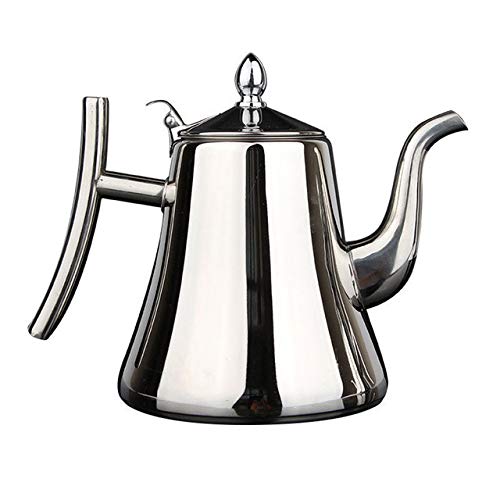 1 l/1,5 l Edelstahl-Wasserkessel Teekanne dicker mit Filter Hotel, Teekanne, Kaffeekanne, Induktionsherd, Teekessel, Gold, Silber (1,5 l Silber) von HOKY