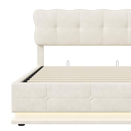 Gepolstertes Bettgestell mit Lattenrost, 140x200cm, Weiß, Tufted Kopfteil, Holzlattenrost Gepolstertes Bettgestell mit Lattenrost, 140x200cm, Weiß, Tufted Kopfteil, Holzlattenrost von HOKZYHOUSE