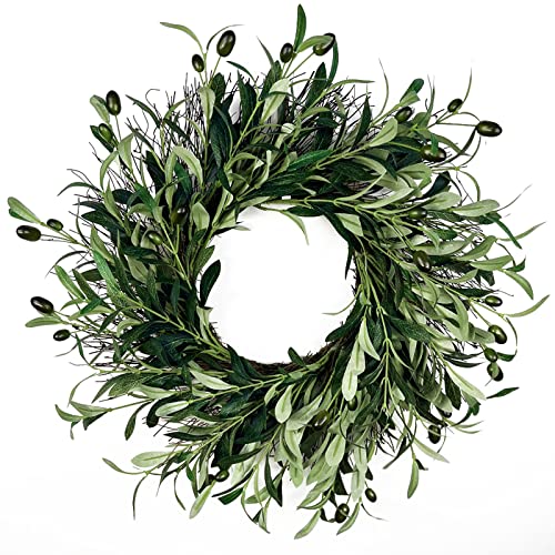 HOKZYHOUSE 50 cm Olivenkranz, Frühlingskranz, künstlicher Olivenfruchtkranz für Tür, Kamin, Fenster, Hochzeit, Innen- und Außenbereich (Nr. 1) von HOKZYHOUSE