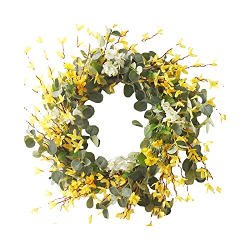 HOKZYHOUSE 50 cm SpRI NG Kranz, künstlicher Kranz Eukalyptus-Kranz für Tür, Kamin, Fenster, Innen- und Außendekorationen (#1) von HOKZYHOUSE