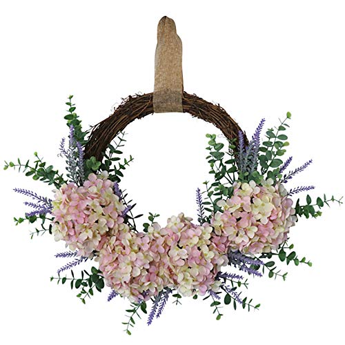 HOKZYHOUSE Hortensie Eukalyptus-Kranz, Frühlingskranz, künstlicher Hortensienkranz für Tür, Kamin, Fenster, Hochzeit, Innen- und Außendekoration (#1) von HOKZYHOUSE