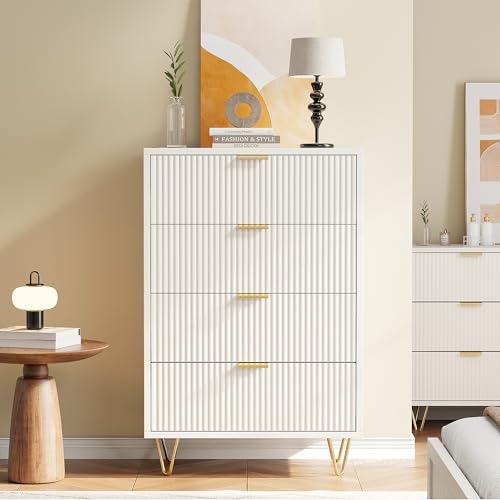 HOKZYHOUSE Kommode mit 6 Schubladen, 100 x 34 x 73 cm, Weiß Matt mit Rillenstruktur, Moderne Schlafzimmerkommode mit Goldenen Griffen HOKZYHOUSE Kommode mit 6 Schubladen, 100 x 34 x 73 cm, Weiß Matt mit Rillenstruktur, Moderne Schlafzimmerkommode mit Goldenen Griffen von HOKZYHOUSE