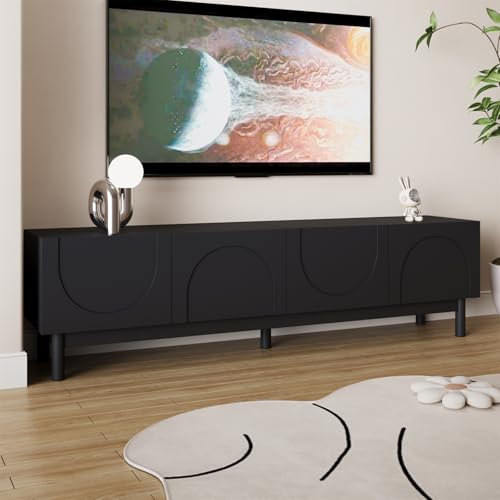 HOKZYHOUSE TV-Lowboard mit Wellenförmigen Türen, Regalen und Stabilisierenden Beinen, TV-Schrank HOKZYHOUSE TV-Lowboard mit Wellenförmigen Türen, Regalen und Stabilisierenden Beinen, TV-Schrank von HOKZYHOUSE