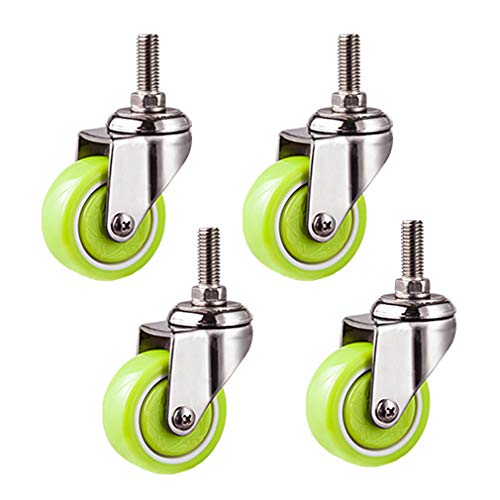 Schwere Lenkrollen – Set mit 4 Lenkrollen mit Metallschaft, robuste PU-Rollen, grünes Möbelrad, Halterung aus Edelstahl 304, mit Gewindeschaft M10, Tragkraft 231 lb, for Stuhl, Tisch, Blumenständer ( von HOLABONITA