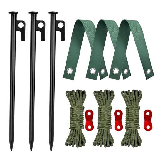 Baumpfähle und Stützen, robustes Baumspieß-Set enthält 3 Baumgurte zum Abstecken, 3 Stück 30,5 cm Stahlspikes und 10 m Seil, Baumstützen für junge Bäume, gegen starken Wind, schlechtes Wetter Baumpfähle und Stützen, robustes Baumspieß-Set enthält 3 Baumgurte zum Abstecken, 3 Stück 30,5 cm Stahlspikes und 10 m Seil, Baumstützen für junge Bäume, gegen starken Wind, schlechtes Wetter von HOLANHING
