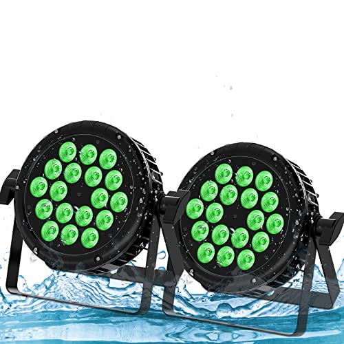 HOLDLAMP 2 PCS 180W IP65 LED Par Scheinwerfer Outdoor, RGBW 18 LED Bühnenlicht Wasserdicht mit Kabel, LED Strahler Party für Party Club Bar Hochzeit Halloween Weihnachten von HOLDLAMP