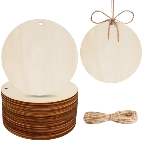 HOLDLEAF 18 Stück Runde Holzscheiben mit Loch Ø10cm, 3mm Dick – Bastel Holzplatten für DIY Handwerk, Weihnachtsdeko, Geschenkanhänger, Holzschilder HOLDLEAF 18 Stück Runde Holzscheiben mit Loch Ø10cm, 3mm Dick – Bastel Holzplatten für DIY Handwerk, Weihnachtsdeko, Geschenkanhänger, Holzschilder von HOLDLEAF