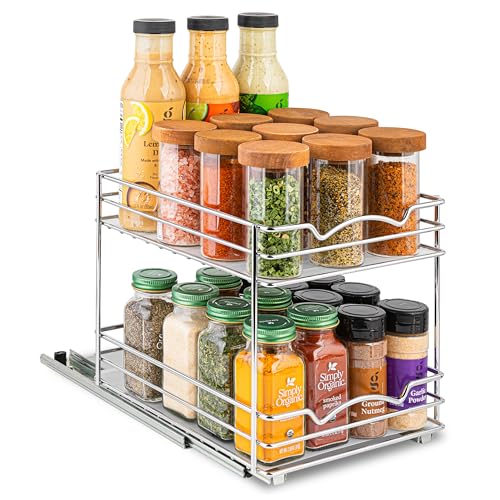 Ausziehbares Gewürzregal, Organizer für Schrank, robust, ausziehbar, 20,3 cm B x 26,4 T 22,4 H obere Küchenschränke und Speisekammer, Gewürze, Saucen, Dosen etc. 15,2 zwischen den Regalen von HOLDN’ STORAGE